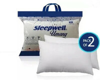 Sleepwell Pillow Set || Comfort And Support Pillow Microfibre Solid Sleeping Pillow Pack of 2 (White)