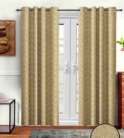 Beige Polyster Abstract 7ft Light Filtering Eyelet 2 Pc Door curtains