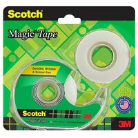 Scotch 3M Magic Tape Roll (2N) with Refillable Dispenser | 1.9cm x 25.4 Meter