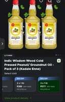 blinkit Indic Wisdom Wood Cold

Pressed Peanut/ Groundnut Oil -Pack of 3 (Kadale Enne)