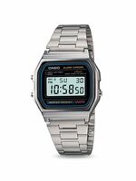 Casio Vintage A158WA-1DF Black Digital Dial Silver Stainless Steel Band D011