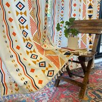 Urban Space Abstract Boho Decorative Curtains for Door,100% Cotton 