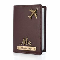 Apply 5% coupon - The Unique Gift Studio Personalised Name & Charm Leather Passport Cover Holder for Men & Women Brown - Customised Passport Holder for Gift