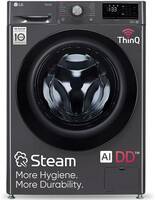 LG 9 kg 5 Star with AI Direct Drive, 6 Motion, Inverter Direct Drive, Steam and Wi-Fi Enabled Fully Automatic Front Load Washing Machine with In-built Heater Black (FHP1209Z5M)