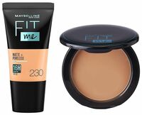Maybelline New York Liquid Matte Full Coverage Foundation, & New York Compact Powder For All Skin Types,220 Natural Beige, 8G, Pack Of 1
