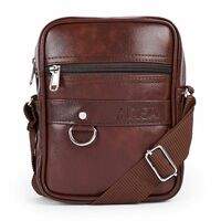 ADISA Faux Leather Unisex Sling Cross Body Travel Office Messenger Bag (Ms9011-Bro),Brown