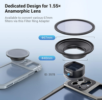 SmallRig 67mm Cellphone Filter Ring Adapter, Compatible with SmallRig 1.55XT Anamorphic Lens 3578, for iPhone 13 12 11 and Android Smartphones - 3841