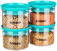 Amazon Brand - Solimo Plastic Storage Jar and Container Set I Air Tight & BPA Free Containers for Kitchen Storage Set I Grocery Kitchen Container Set I Multipurpose Jar, 500 Ml Each, Set 4, Blue