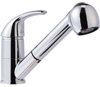 AmazonBasics Brass & Zinc Alloy Single-Handle Kitchen Pull Out Sprayer Faucet, Straight, Polished Chrome Finish