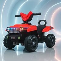 Kidsmate Falcon ATV Electric Ride-On Car | 4-Wheel, 6V 4.5Ah Rechargeable Battery Car | RGB LED Lights, USB Music, Horn & Forward/Reverse Motion | Fun Ride for Kids Ages 2-5Y - Red