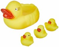 (MOQ-2) PoPo Toys Duck Family Rubber Colorful Floating Baby Toys | Bath Aquatic Animals Chu Chu Toys for Newborn Babies | Duck Family | 4 Pcs