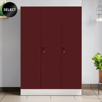 Godrej Interio Slimline 3 Door with Locker Metal Almirah  (Finish Color - Body: Royal Ivory, Door: Russet, Knock Down)