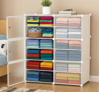 Sasimo 8-Door 8-Shelf Plastic kids Collapsible Cupboard PC Collapsible Wardrobe  (Finish Color - 12,White, DIY(Do-It-Yourself))
