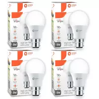 Orient Electric 9W High Glow LED bulb| 180-degree wide beam angle| Voltage surge protection up to 4 kV| 6500K, Cool White| B22d base| Made in India| Pack of 4