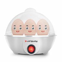 Longway Eggo 350 Watt Egg Boiler/Cooker For Steaming, Cooking & Boiling (White, 7 Eggs)