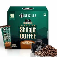 Bevzilla Himalayan Shilajit Coffee Powder Sachets | 100g (40 Sachets x 2.5g) | 70% Fulvic Acid | Energy & Stamina Booster | Supports Muscle Recovery | 40 Cups | For Men & Women