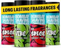 BOMBAY SHAVING COMPANY Red Spice & Black Vibe 150ml x 4 Combo Deodorant Spray - For Men  (600 ml, Pack of 4)