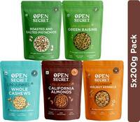 OPEN SECRET Dry Fruit Combo Badam Almonds Cashews Akhrot Walnuts Pista Kishmish Raisins Assorted Nuts  (5 x 200 g)