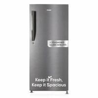 Haier 190L 4 Star Direct Cool Single Door Refrigerator | 3 Toughened Glass Shelves | Fast Ice Making in Just 60 minutes | Large Veg Box| Easy Clean Back (HED-204DS-P, Dazzle Steel)
