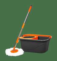 Instamart : Chakaachak Plastic Eco Spin Bucket Mop (Grey and Orange)