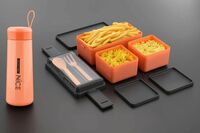  Compact Lunch Set with Bottle Pink 3 Containers Lunch Box on Flipkart