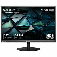 ZEBRONICS V22HD+LED, 22 Inch (55.8cm) LED Monitor, Dual HDMI & VGA Input, HD+1680 x 1050, 220nits Brightness, 5000000:1 Dynamic Contrast Ratio, 16.7M Colors,16:10 Aspect Ratio, Wall Mountable