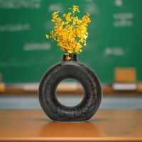 BENAVJI Pots for Plants Lightweight Ceramic Indoor Outdoor Plant Pots, Flower Pot Gamla Vase for Living Room, Balcony, Garden 6 Inch (Black, Pack of 1)