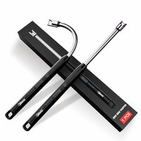 Crasts USB Plasma Rechargeable Electric Gas Lighter for Kitchen, Pooja Room, Candles, BBQ, Multi Purpose - 360 Degree Flexible & Windproof (Black)