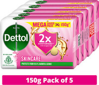 Dettol Skincare Moisturizing Bathing Soap with Argan Oil, Softer Skin (5 x 150 g)(grocery,location specifc)