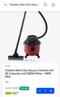 Cheston Wet & Dry Vacuum Cleaner with 15L Capacity and 1200W Motor - HEPA Filter