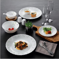 Cello Dazzle Series Tropical Lagoon Dinner Set (20 Pieces, Opalware, White)