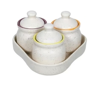Anwaliya Ceramic Pickle & Chutney Storage Jar Set (170ml, White Marble) | Swiggy Instamart