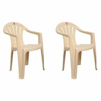 Cello Chair Set (Plastic, Beige, Pack of 2)