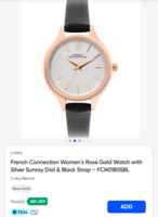  French Connection Women’s Rose Gold Watch with Silver Sunray Dial & Black Strap – FCN0180SBL on Swiggy Instamart: 