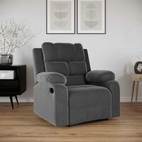 Amazon Brand - Solimo Perfect Loung Velvet Fabric | Single Seater Sofa Recliner  (Velvet Fabric_Grey)