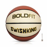 Boldfit Rubber Basketball Size 7 Professional Basket Ball for Indoor-Outdoor Training Basketball for Players with Free-Air Needle Best Basketball Match Ball for Kids, Men Swish King No 7, Brown