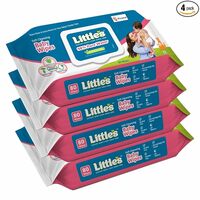 Little's Soft Cleansing Baby Wipes with Lid | 80 Wipes x Pack of 4 - 320 Wipes | Extra Thick & Moist Wet Wipes for Baby's | Prevents Rashes & Redness with Goodness of Aloe Vera, Vitamin E & Jojoba Oil