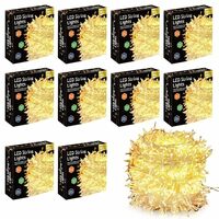 Gesto Warm White Led Serial String Lights – Waterproof Copper Wire Yellow Fairy Lights for Home Decoration,Christmas, Deepawali & Diwali Decoration Lights for Balcony Outdoor (19 Meter | Pack of 10)