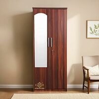 CASPIAN Engineered Wood 2 Door Wardrobe (Brown) | Pre Assembled Furniture with Mirror 