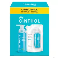 Lowest - Cinthol Cool Foam Body Wash (800ml) Combo Pack (1 Bottle + 3 Refills)