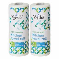 Presto! Non-Woven Reusable Kitchen Towel Roll | 50 Pulls | 100 Sheets (Pack of 2) | Size: 20 x 22 cm | White 