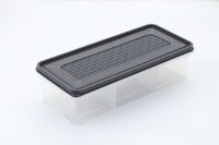 Arto Container 3 Partition Transparent Plastic Lock Food Storage Airtight Container Jar for Cereals, Snacks, Pickle, Grocery Container, Vegetable, Meat, Fish Fridge Container (Pack of 2)