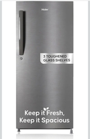 Haier 190L 5 Star Direct Cool Single Door Refrigerator | 3 Toughened Glass Shelves | Fast Ice Making in Just 60 minutes | Large Veg Box| Easy Clean Back (HED-205DS-P, Dazzle Steel)