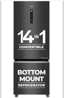 Haier 355 L 3 Star Frost Free Bottom Mount Double Door Refrigerator|Convertible 14-in-1|Jhukna Mat-Bottom Freezer|Digital Display Panel|Triple Inverter|Twist Ice Maker (HEB-363MB-P, Graphite Black)