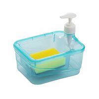Home 2-in-1 Double Layer Liquid Soap Dispenser with Sponge Holder – 1000ml Square Dish Soap Pump, Manual Sink Dishwashing Container, Multifunctional Kitchen Sink Organizer with Scrubber Holder