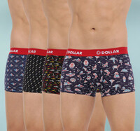 Dollar Bigboss Pack of 4 Combed Cotton Printed Men Trunk (Size-L)