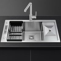 ARQUIN 37"x18"x10" Single Bowl Kitchen Sink With Dustbin Handmade 304 Stainless Steel Sink Including Couplings