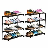 NYALKARAN Shoe Rack with Shelf | Foldable Plastic Shoe Rack with Shelves for Bedroom, Entryway & Living Room | Multipurpose Footwear Stand for Home (4 Layer, Set of 2)