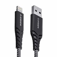 Ambrane USB To Lightning 3A Fast Charging Braided Lightning Cable Compatible For iPhone 14,13, 12,11, X, 8, 7, 6, 5, Ipad, Macbook, Imac, Airpods, 480Mbps Data Sync, 1.5Meter Long (RCL -15, Black)