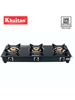 Buy Khaitan Black Glass 3 Burner LPG Gas Stove - Gas Stove for Unisex 28983288